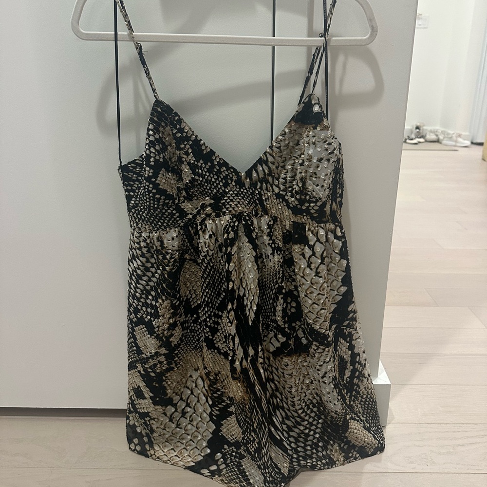Zara Black and Tan Snake Print Mini Dress